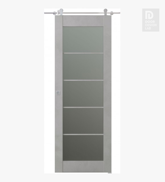 Avon 5 Lite Vetro Light Urban Modern Interior Barn Door by Belldinni