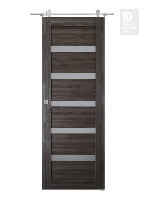 Leora Vetro Gray Oak Modern Interior Barn Door by Belldinni