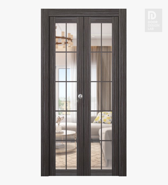 Palladio 10 Lite Clear Vetro Gray Oak Modern Interior Bifold Doors by Belldinni