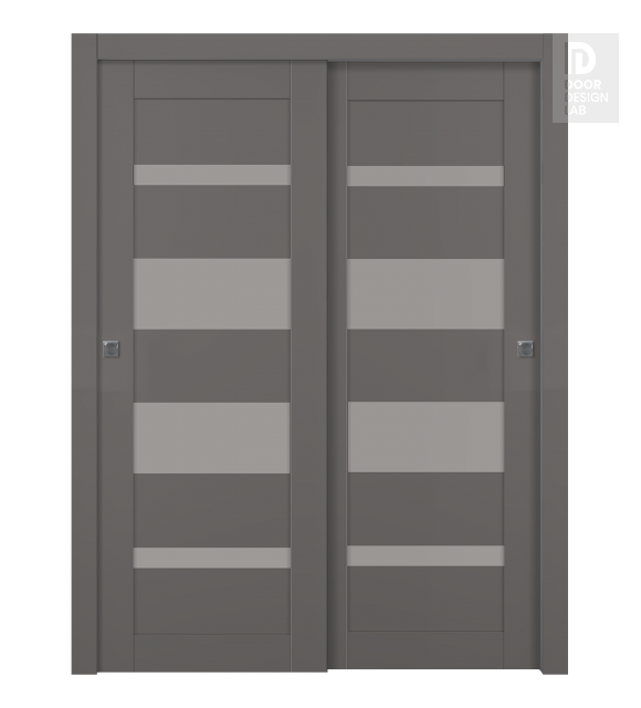 Avon 07-01 Vetro Gray Matte Modern Interior Bypass Doors by Belldinni
