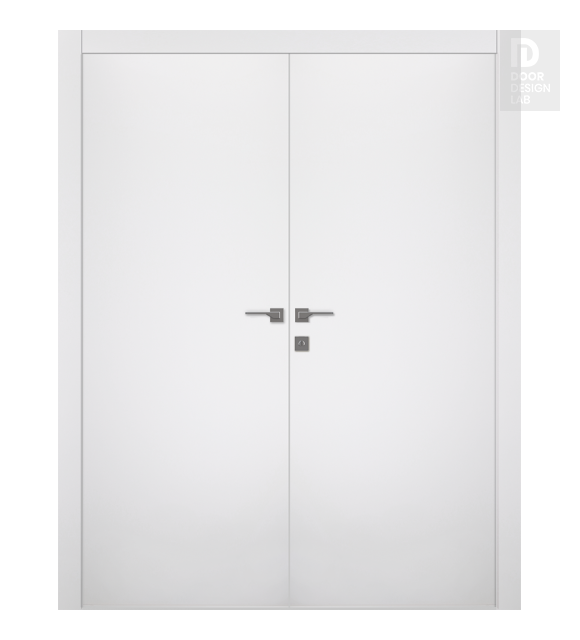 Optima Snow White Modern Interior Double Swing Doors by Belldinni