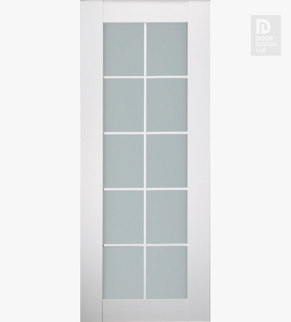 Modern Interior DOOR SLAB SMART PRO 10 LITE VETRO POLAR WHITE 18" X 80" X 1 3/4" TEMPERED FROSTED GLASS