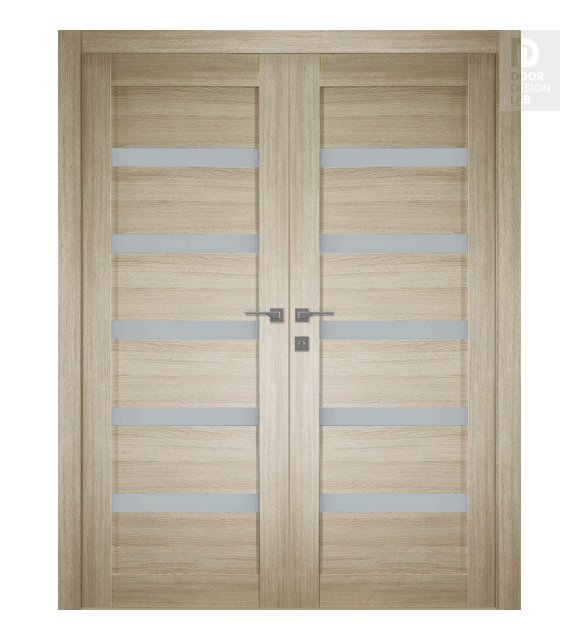 Leora Vetro Shambor Modern Interior Double Swing Doors by Belldinni