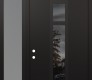 Modern Steel Front Door DIAMOND A9 52" X 96" BLACK/BLACK MIRRORED GLASS PANEL BLACK RHI WITH SIDELITE AND TRANSOM FROSTED GLASS