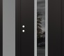 Modern Steel Front Door DIAMOND A1 52" X 80" BLACK/BLACK MIRRORED GLASS PANEL STAINLESS STEEL RHI WITH SIDELITE FROSTED GLASS