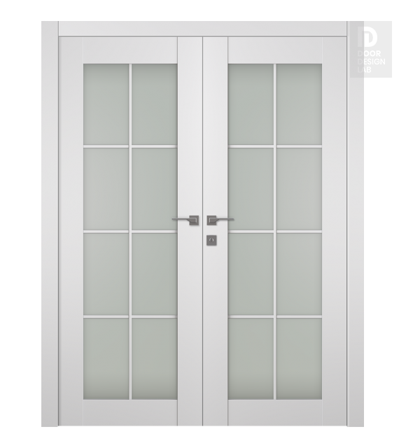 Smart Pro 8 Lite Vetro Polar White Modern Interior Double Swing Doors by Belldinni