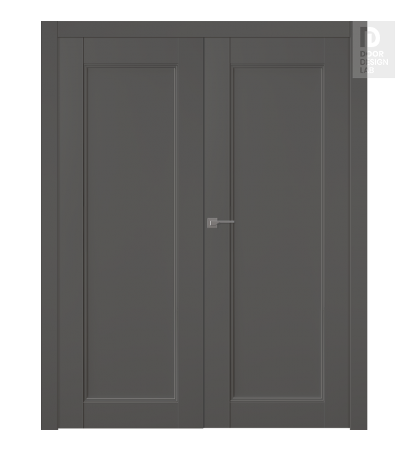 Oxford Uno 07 Gray Matte Modern Interior Double Swing Doors by Belldinni