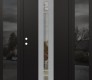 Modern Steel Front Door DIAMOND A4 64" X 80" BLACK/BLACK CLEAR GLASS PANEL STAINLESS STEEL RHI WITH 2 SIDELITES MIRRORED GLASS