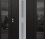 Modern Steel Front Door DIAMOND A6 68" X 80" BLACK/WHITE FROSTED GLASS PANEL STAINLESS STEEL RHI WITH 2 SIDELITES MIRRORED GLASS