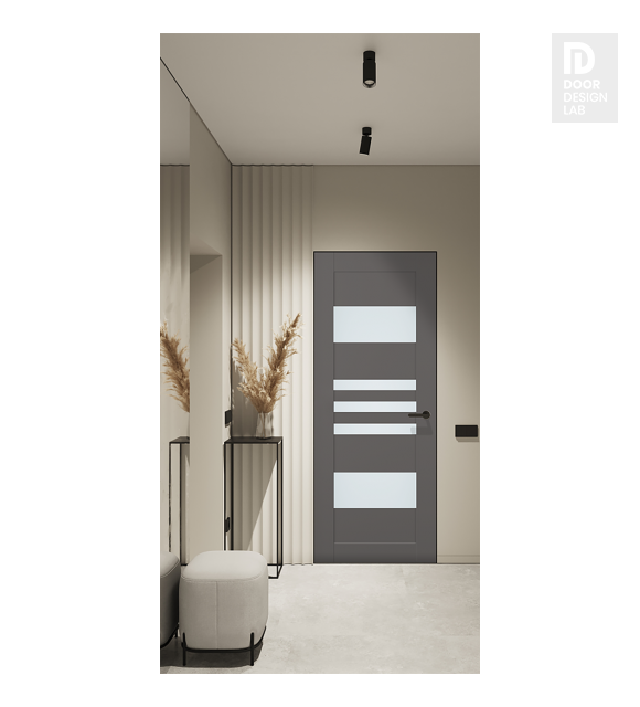 Leti Vetro Gray Matte Modern Interior Frameless Door by Belldinni