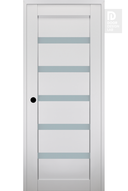 RTA RIGHT HAND PREHUNG CONCEALED DOOR SLAB LEORA VETRO BIANCO NOBLE 18" X 80" X 1 9/16" FROSTED GLASS