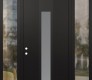 Modern Steel Front Door DIAMOND A1 68" X 96" BLACK/WHITE FROSTED GLASS PANEL BLACK RHI WITH 2 SIDELITES AND TRANSOM CLEAR GLASS