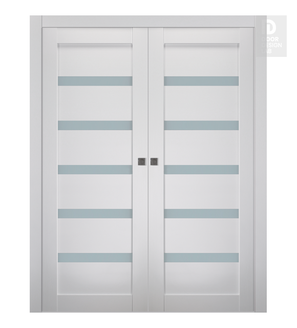 Leora Vetro Bianco Noble Modern Interior Double Pocket Doors by Belldinni