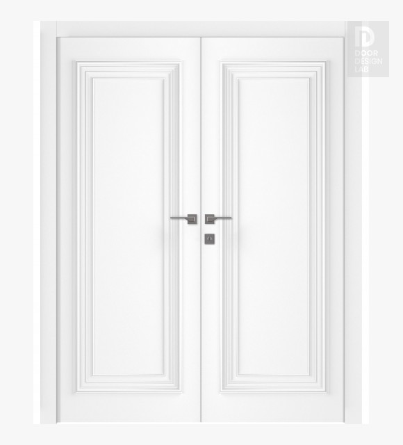 Palazzo 1 Polar White Modern Interior Double Swing Doors by Belldinni
