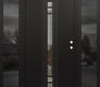 Modern Steel Front Door DIAMOND A4 68" X 80" BLACK/BLACK CLEAR GLASS PANEL BLACK LHI WITH 2 SIDELITES MIRRORED GLASS