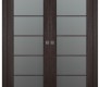 Avon 5 Lite Vetro Veralinga Oak Modern Interior Double Pocket Doors by Belldinni