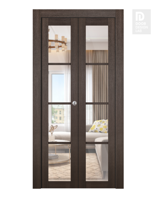 Avon 4 Lite Clear Vetro Veralinga Oak Modern Interior Bifold Doors by Belldinni