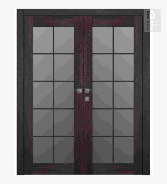 Avon 10 Lite Vetro Veralinga Oak Modern Interior Double Swing Doors by Belldinni