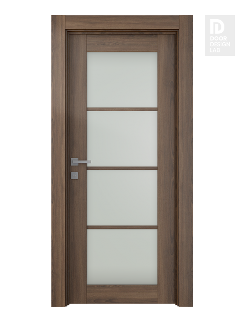 Avon 4 Lite Vetro Pecan Nutwood Modern Interior Door by Belldinni