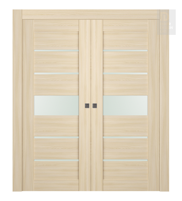 Avon 07-06 Vetro Loire Ash Modern Interior Double Pocket Doors by Belldinni