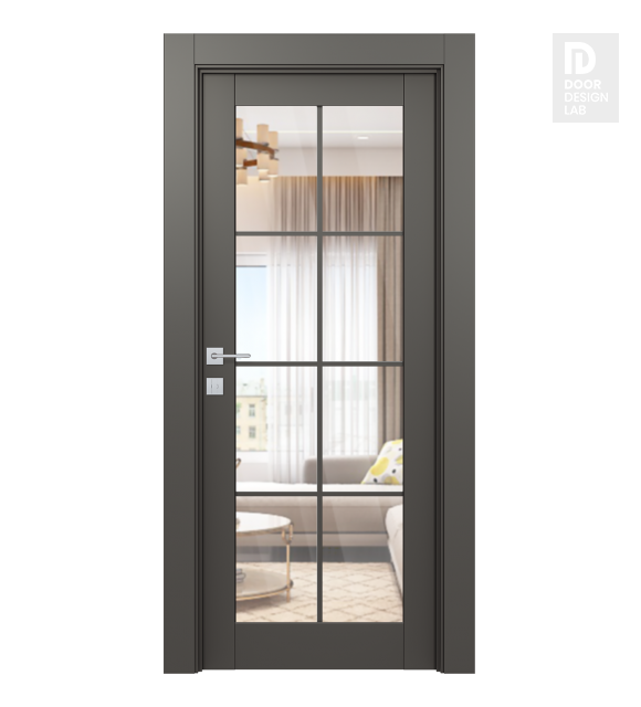 Avon 8 Lite Clear Vetro Gray Matte Modern Interior Door by Belldinni