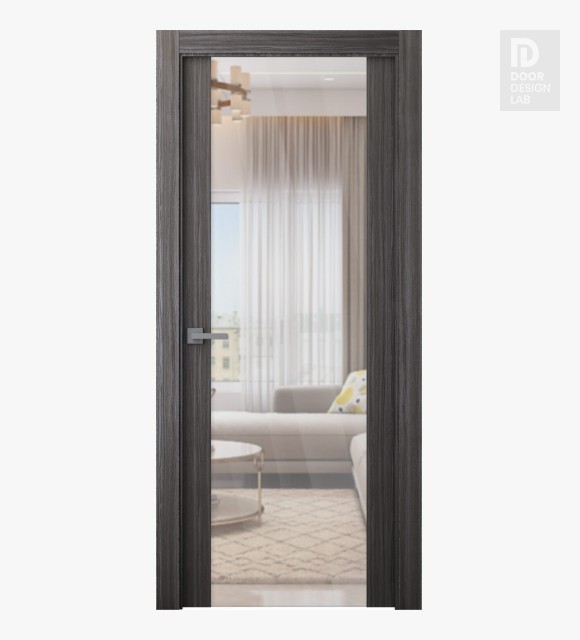 Palladio 202 Clear Vetro Gray Oak Modern Interior Door by Belldinni
