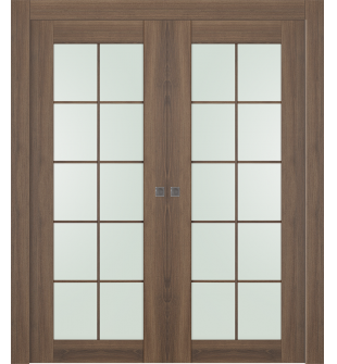 Avon 10 Lite Vetro Pecan Nutwood Double pocket doors