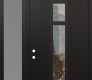 Modern Steel Front Door DIAMOND A9 48" X 96" BLACK/BLACK CLEAR GLASS PANEL BLACK RHI WITH SIDELITE AND TRANSOM FROSTED GLASS