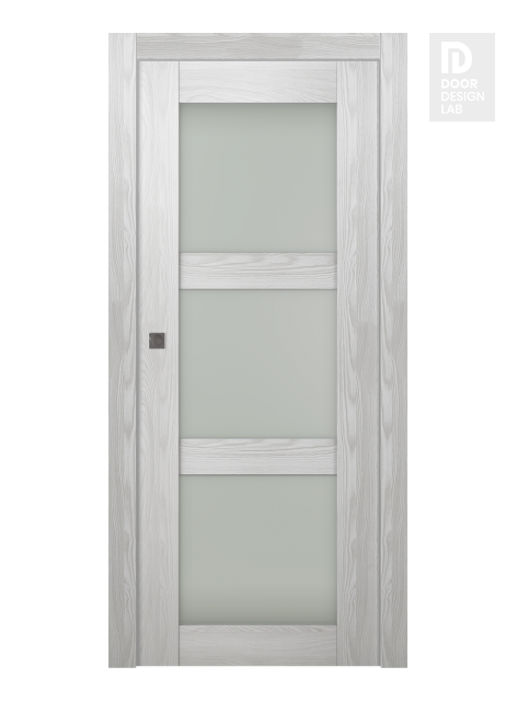 Avon 3 Lite Vetro Ribeira Ash Modern Interior Pocket Door by Belldinni