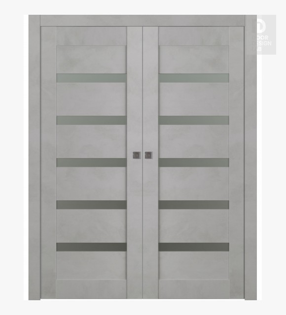 Avon 07-04 Vetro Light Urban Modern Interior Double Pocket Doors by Belldinni