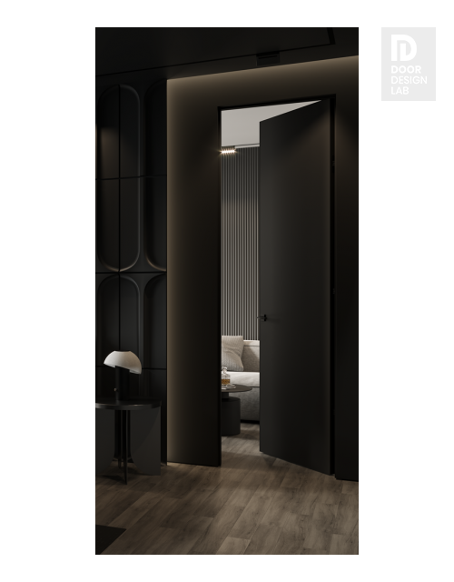 Optima Black Matte Modern Interior Frameless Door by Belldinni