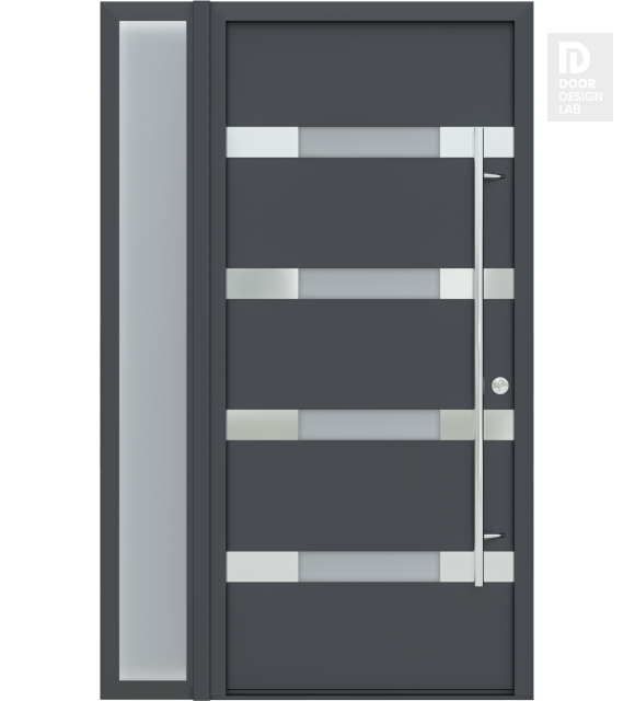 MODERN FRONT STEEL DOOR AURA ANTRACIT/WHITE 49 1/4" X 81 11/16" LHI + SIDELITE LEFT