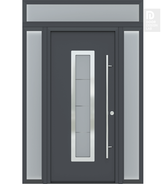 MODERN FRONT STEEL DOOR ARGOS ANTRACIT/WHITE 61 1/16" X 95 11/16" LHI + SIDELITE LEFT/RIGHT + TRANSOM