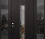 Modern Steel Front Door DIAMOND A1 68" X 96" BLACK/BLACK CLEAR GLASS PANEL BLACK RHI WITH 2 SIDELITES AND TRANSOM MIRRORED GLASS