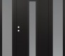 Modern Steel Front Door DIAMOND A1 60" X 80" BLACK/WHITE FROSTED GLASS PANEL BLACK RHI WITH 2 SIDELITES FROSTED GLASS