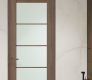 Avon 5 Lite Vetro Pecan Nutwood Modern Interior Frameless Door by Belldinni