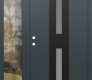Modern Steel Front Door DIAMOND A6 50" X 80" ANTHRACITE/ANTHRACITE FROSTED GLASS PANEL BLACK RHI WITH SIDELITE CLEAR GLASS