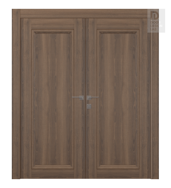 Oxford Duo 07 Pecan Nutwood Modern Interior Double Swing Doors by Belldinni