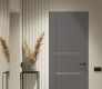 Avon 01 3H Gold Gray Matte Modern Interior Frameless Door by Belldinni