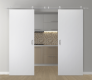 DOUBLE BARN DOOR PALLADIO BIANCO NOBLE 64" X 96" X 1 9/16" SOLID CORE STAINLESS STEEL HARDWARE