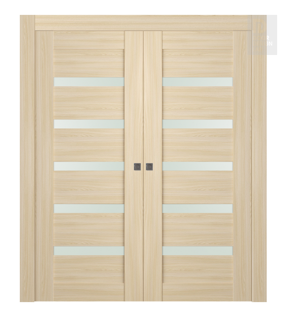 Avon 07-04 Vetro Loire Ash Modern Interior Double Pocket Doors by Belldinni