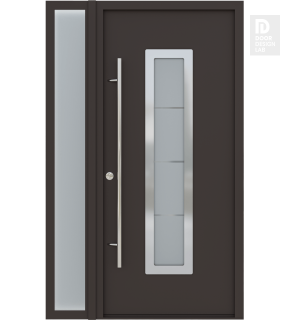 MODERN FRONT STEEL DOOR ARGOS BROWN/WHITE 49 1/4" X 81 11/16" RHI + SIDELITE LEFT