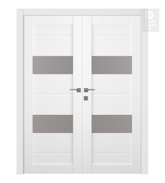 Vita Vetro Bianco Noble Modern Interior Double Swing Doors by Belldinni