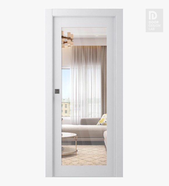 Palladio 207 Clear Vetro Bianco Noble Modern Interior Pocket Door by Belldinni
