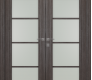 Palladio 4 Lite Vetro Gray Oak Modern Interior Double Swing Doors by Belldinni
