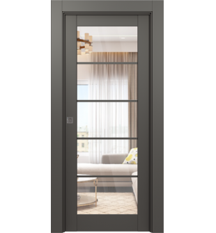 Avon 5 Lite Clear Vetro Gray Matte Pocket doors