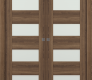 Avon 07-08 Vetro Pecan Nutwood Modern Interior Double Pocket Doors by Belldinni