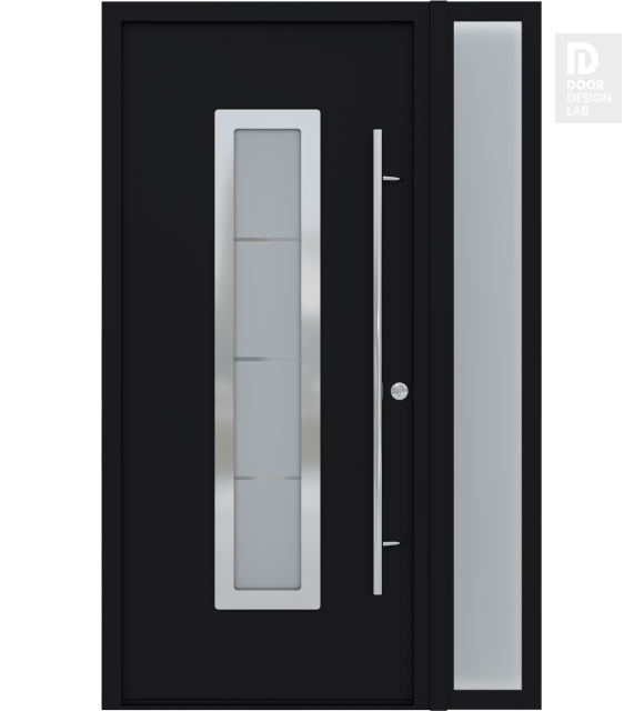 MODERN FRONT STEEL DOOR ARGOS BLACK/WHITE 49 1/4" X 81 11/16" LHI + SIDELITE RIGHT