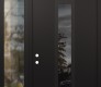 Modern Steel Front Door DIAMOND A1 48" X 96" BLACK/BLACK MIRRORED GLASS PANEL BLACK RHI WITH SIDELITE AND TRANSOM CLEAR GLASS