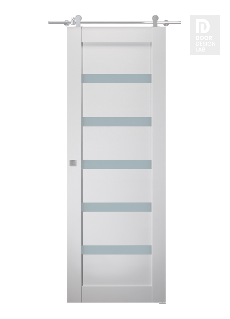 Leora Vetro Bianco Noble Modern Interior Barn Door by Belldinni